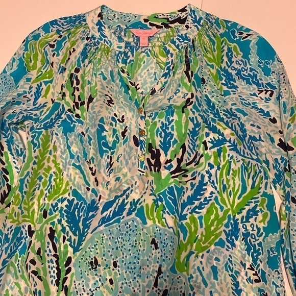 Lilly Pulitzer Elsa top let’s cha cha spa blue - Picture 1 of 8